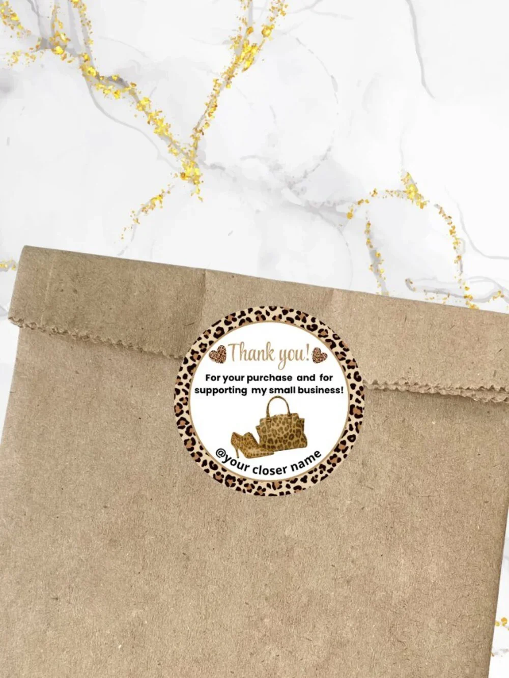 60 Personalized Animal Print Thank You Stickers 2 inch Glossy